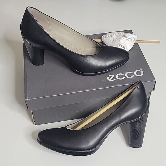 $170 ECCO LEATHER NO SLIP COMFORT CAREER FLIGHT ATTENDANT HEELS 41 10 10.5 NEW - Picture 2 of 12